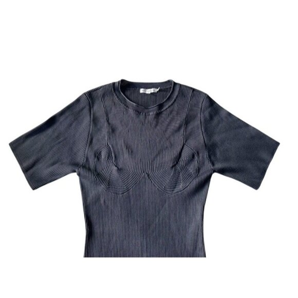 Good American Women's Sz 3 (Large) Midnight Blue Plaited Ribbed Mini Dress - Picture 5 of 12